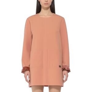 Elisabetta Franchi Size L 44 Abito Dress Mauve Pink Ruffle Trim Statement Sleeve